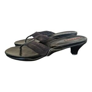 PRADA VTG Y2K Elegant Front Logo Thong Heels sz 9.5 READ